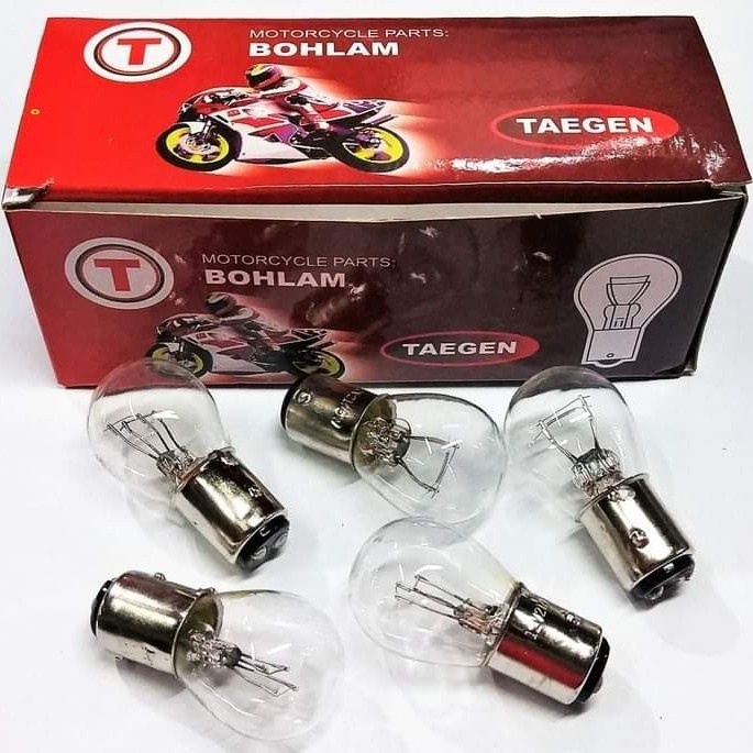 BOHLAM DEPAN STD (TAEGEN) GRAND 12V 25 WATT &amp;  BOHLAM STOP STD(TAEGEN) 12V 21/6 WATT BEBEK DAN METIK