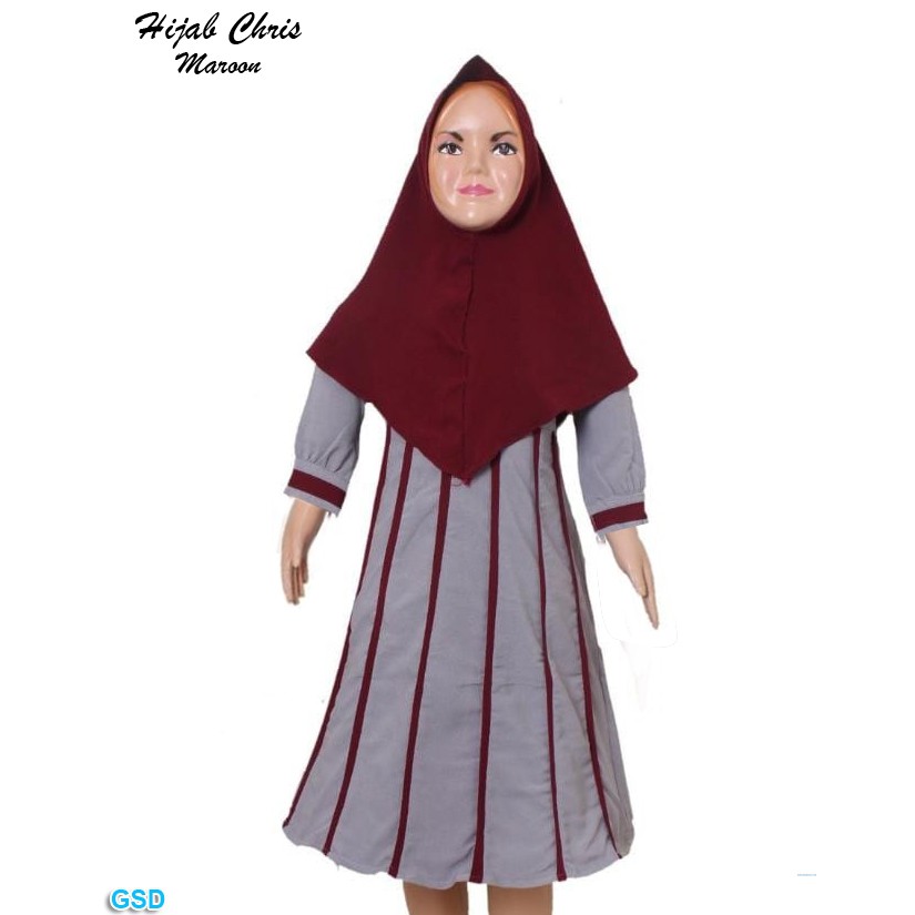 Hijab Chris/Baju Muslim Anak Murah/ Pakaian Muslim Anak Perempuan/ Gamis Anak 3 - 5 Tahun