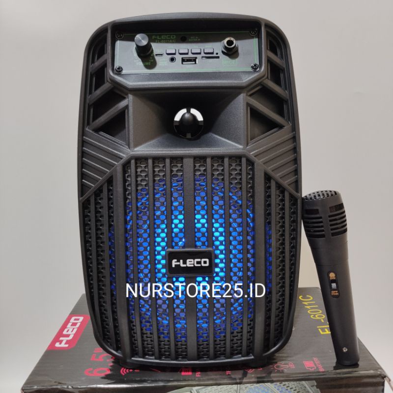 Speaker Bluetooth FLECO X-BASS FL-6011C 6,5 INCH Bonus Microphone Kabel Karaoke Remot Control Radio 