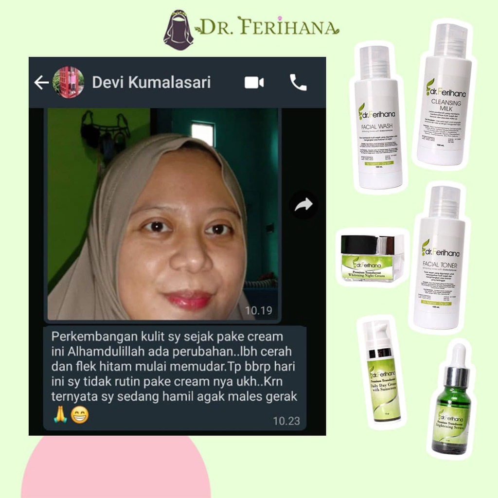 Krim Malam Premium Translucent Night Cream dr. Ferihana Cosmetics &amp; Skincare Merupakan Krim Malam untuk Mencerahkan Memudarkan Flek Melasma Noda hitam Mengencangkan Kulit dan Anti Aging BPOM LPPOM HALAL MUI
