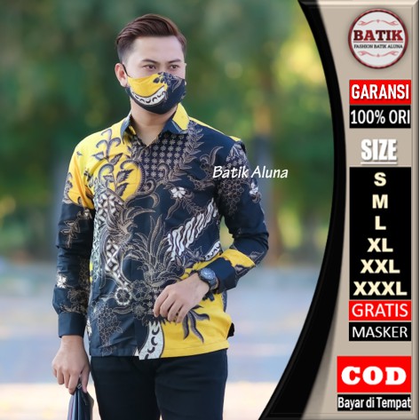 Baju Batik Pria Kemeja Lengan Panjang Furing Premium Modern Solo Batik Tulis Sutra Pria Big Size Jumbo Batik Cowok Cowo modern slimfit Slim fit Mega Mendung Priamega Mendung Pria Seno Joyo Tuban Pekalongan Lamongan Palembang Berkualitas Dewananda ALUNA