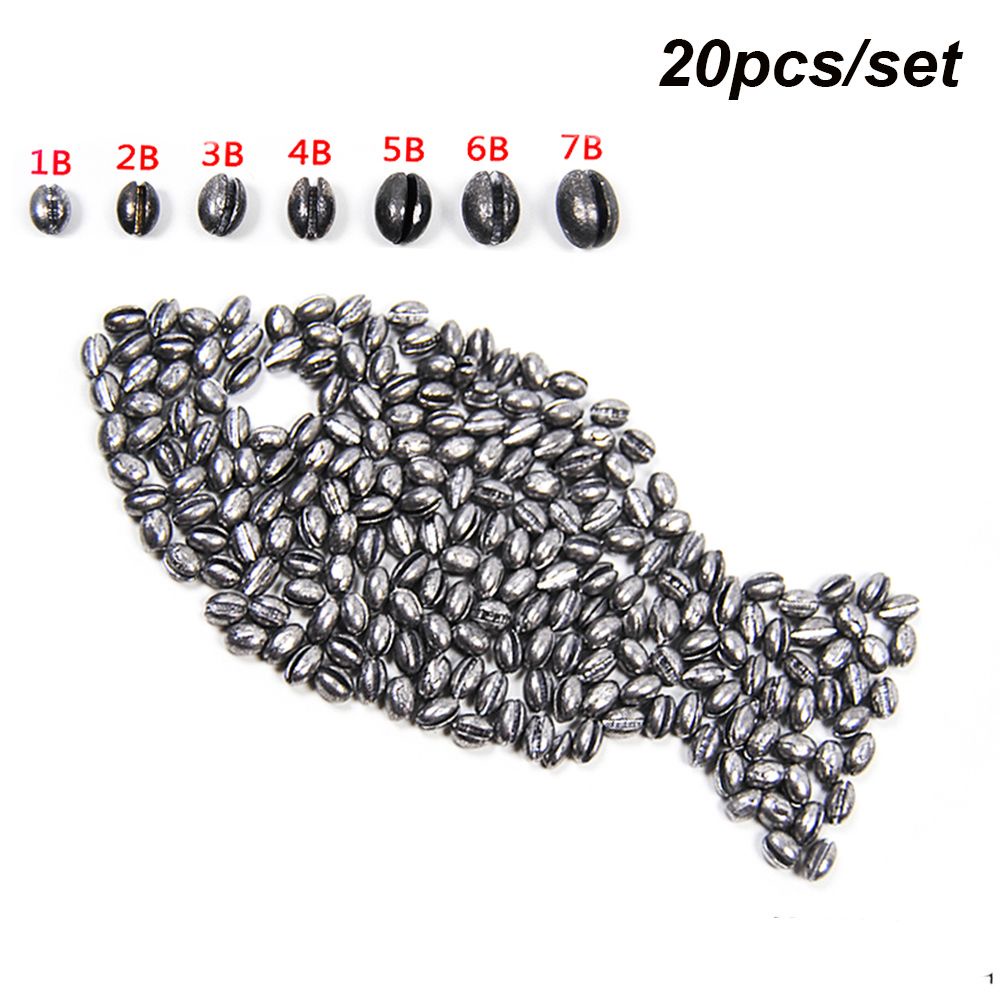 TOP 20PCS/Bag 1B to 7B Olive Shaped Split Hook Connector Fishing Lead fall Round Shot Weights Additional Weight Line Sinkers opening Mouth High Quality Sinker