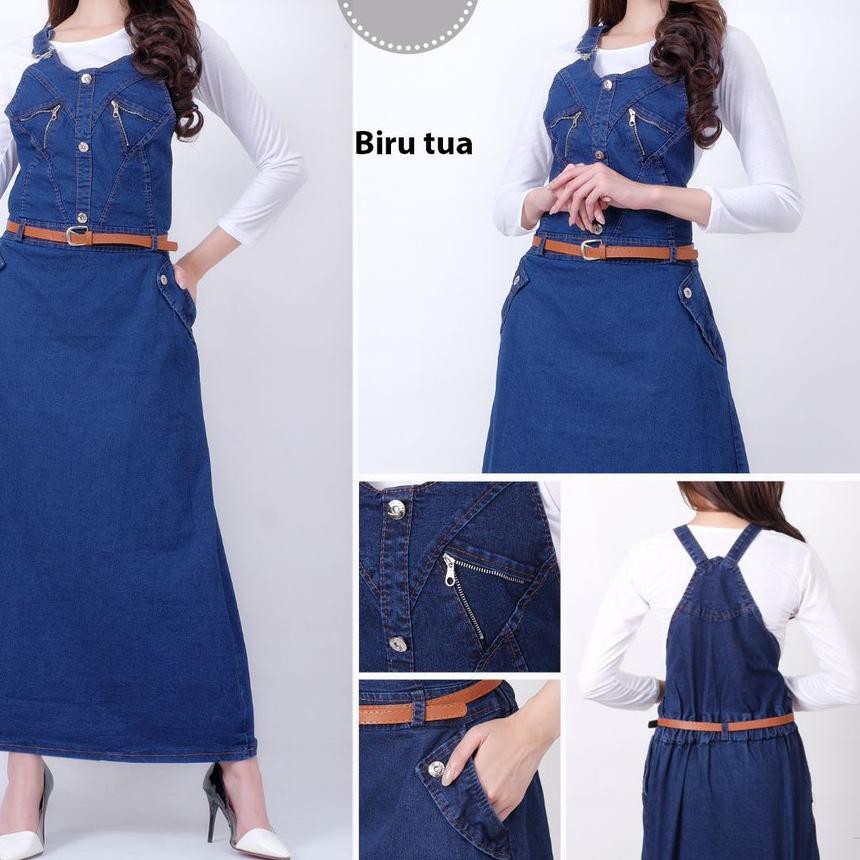 ♫ Jumper rok 231/jumpsuit rok panjang jeans/baju kodok wanita murah/fashion wanita terbaru 2019 ♬
