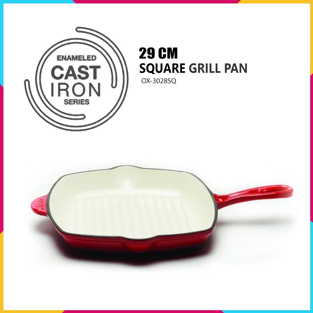 Panci Oxone Sauce Grill Pan OX-3028SQ Enameled Cast Iron