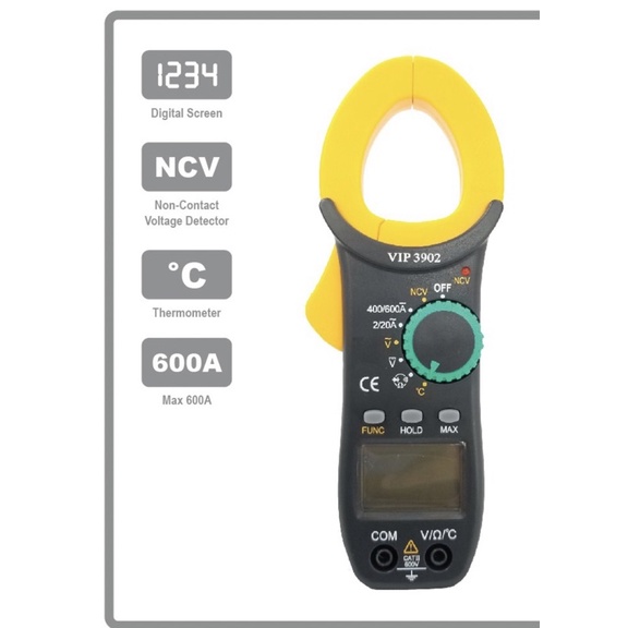 Tang ampere VIP 3902 digital clamp meter + thermometer