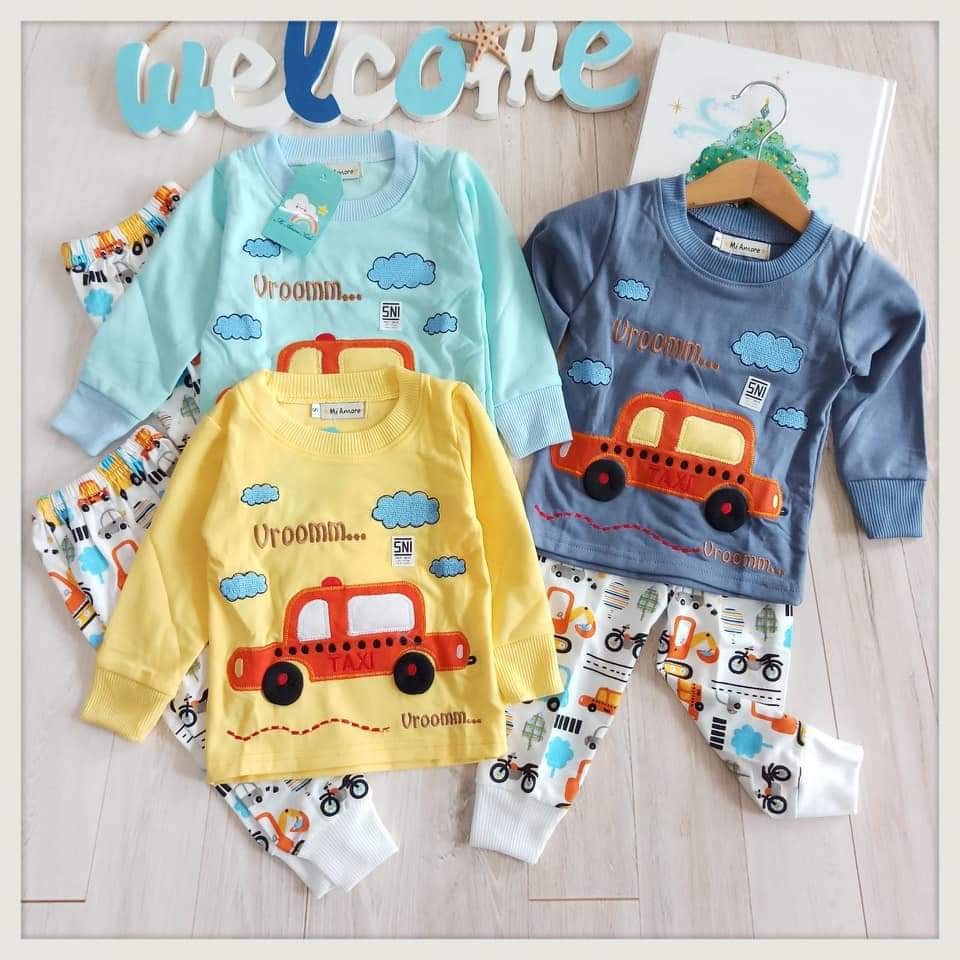 Baju Anak Piyama Mi Amore "Taxi" Usia 0-2 Tahun
