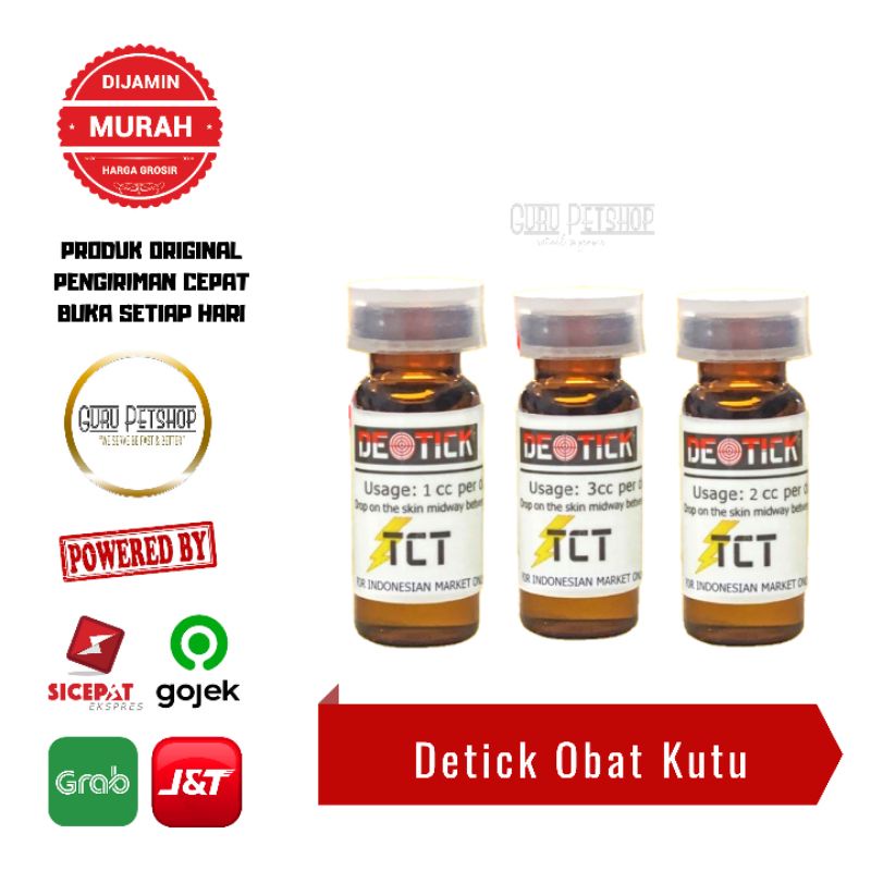 Detick Obat Kutu Anjing Kucing 1-10kg / 10-20kg / 20-40kg / Detick 1ml , 2ml , 3ml / Detick Spot On