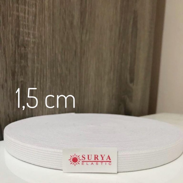 

SALE!! Karet elastik merek Surya ukuran 1,5cm per roll (25 meter)