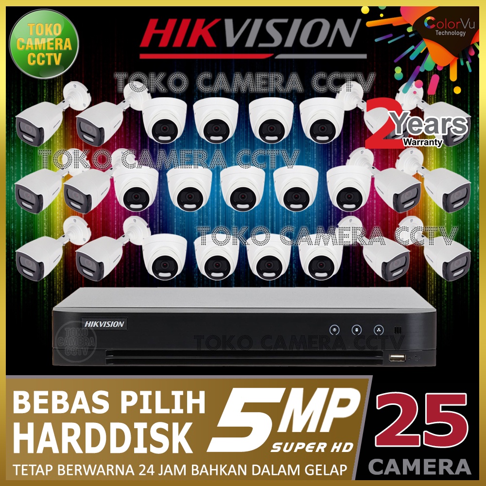 PAKET CCTV HIKVISION COLORVU 5MP 32 CHANNEL 25 KAMERA