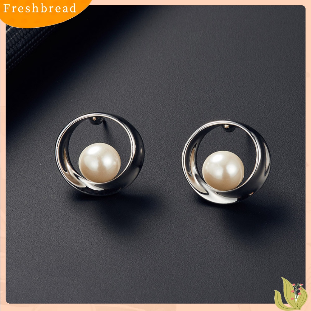 Terlaris Women Faux Pearl Round Pendant Necklace Stud Earrings Wedding Party Jewelry Set