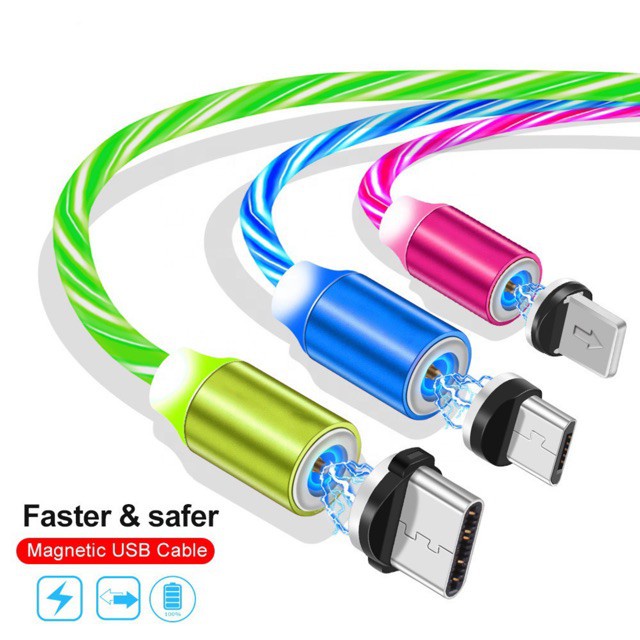 MAGNETIC LED CHARGER CABLE USB 3IN1 FAST CHARGER