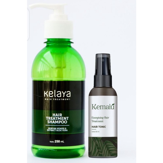 Shampo KELAYA HAIR TREATMENT SHAMPOO perawatan rambut rontok 250 ml ORIGINAL paket Komplit hair serum minyak kemiri-SHAMPOO + HAIR TONIC