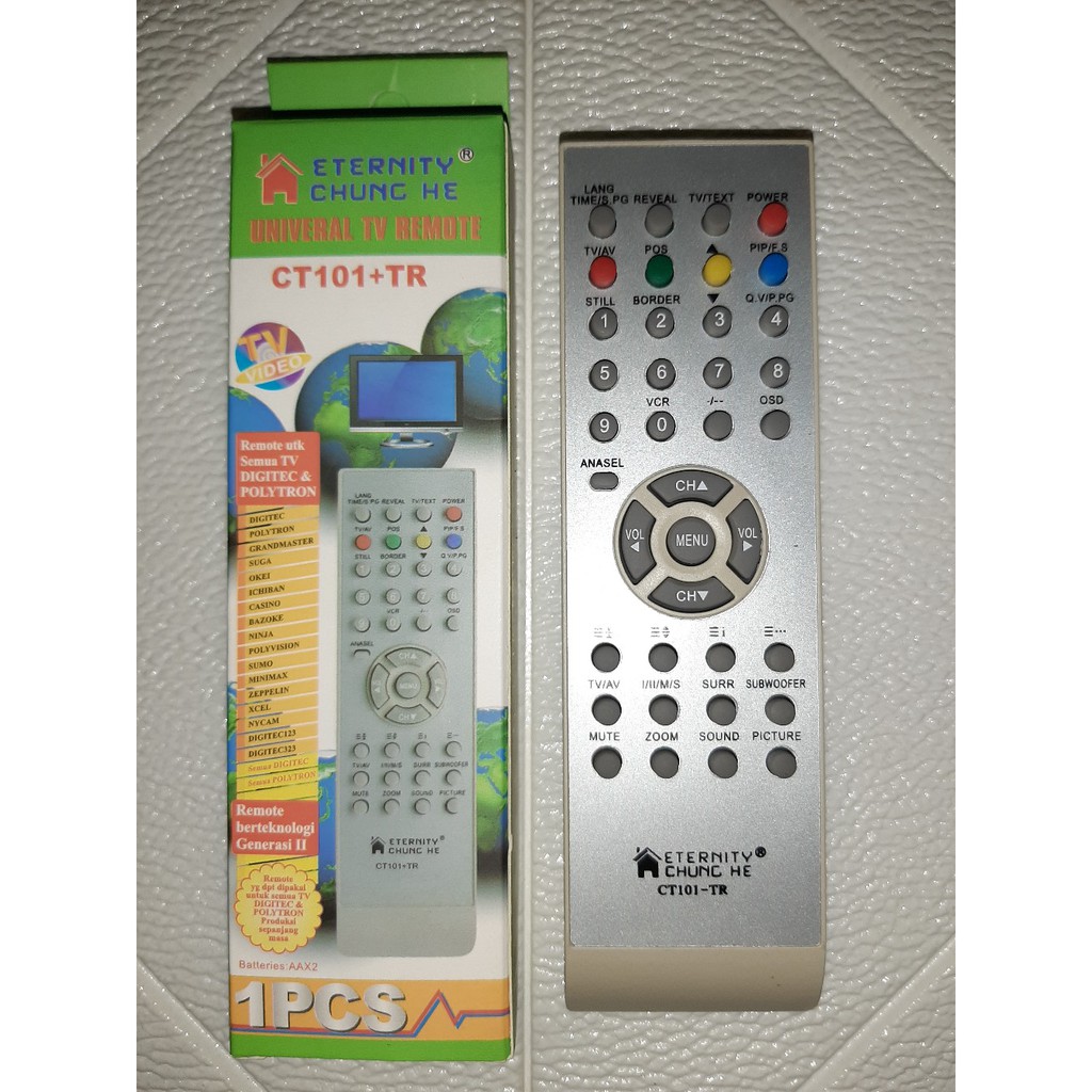 Remot Remote TV POLYTRON Tabung Multi Digitec Polyvision CT101 Tanpa setting