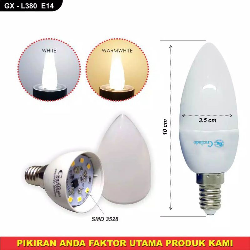 LAMPU LED CANDLE E~14 &amp; E27 WARM WHITE &amp; WHITE