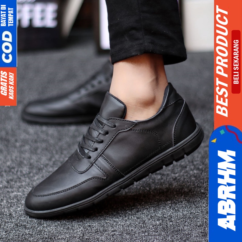 Abrhm Mugen - Sepatu Formal Pantofel Pria Hitam Kerja Kantor