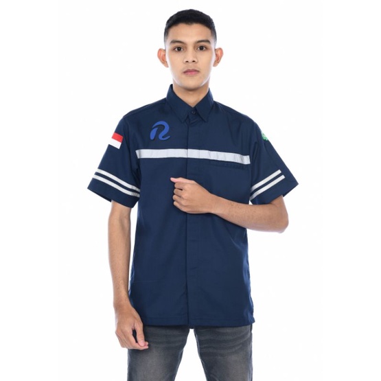 grosir baju wearpack murah/atasan baju safety tangan pendek/kemeja kerja custom bordir/seragam kerja karyawan kantor lapangan