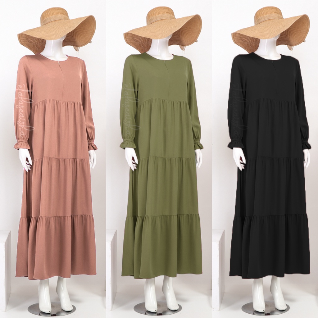 Gamis Polos Dress Maxi  Susun  Diskon ADAARA  AISHAHIJAB.ID