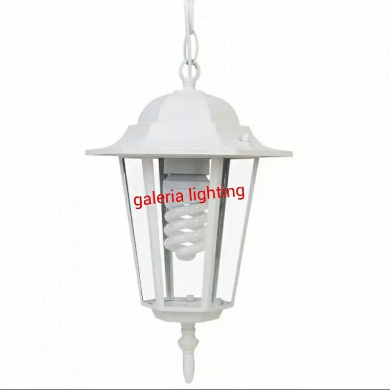Lampu gantung klasik outdoor waterproof teras tipe 1009 H/S putih