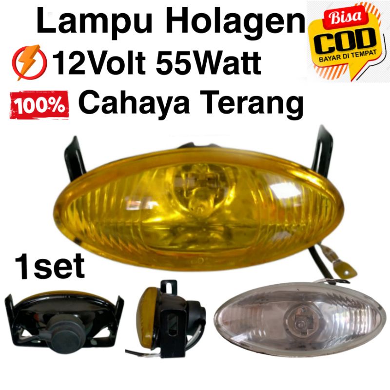 Sepasang Lampu Foglamp Holagen Sorot Kabut Mobil Truck Truk 12 Volt 55 Watt