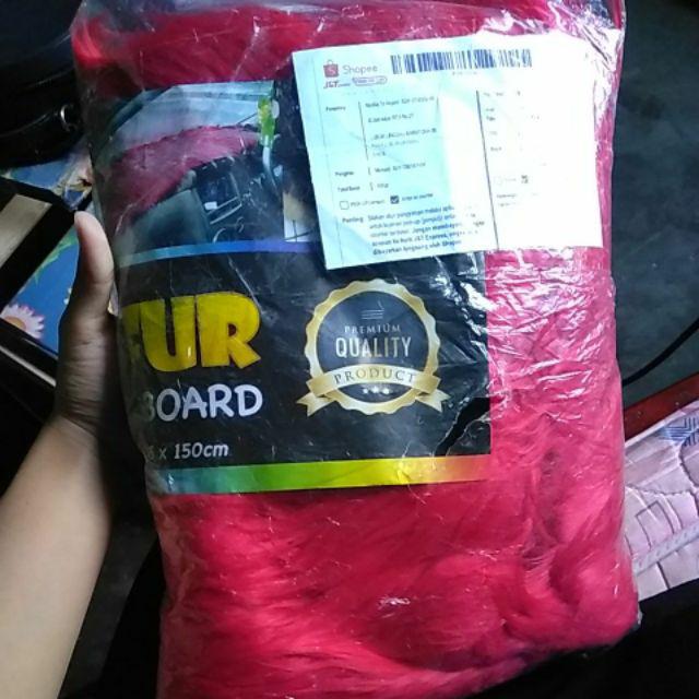 Cover Dasbor Bulu Warna Merah Cabai Polos / Super Red // Bulu Impor Korea Panjang Halus Berkualitas