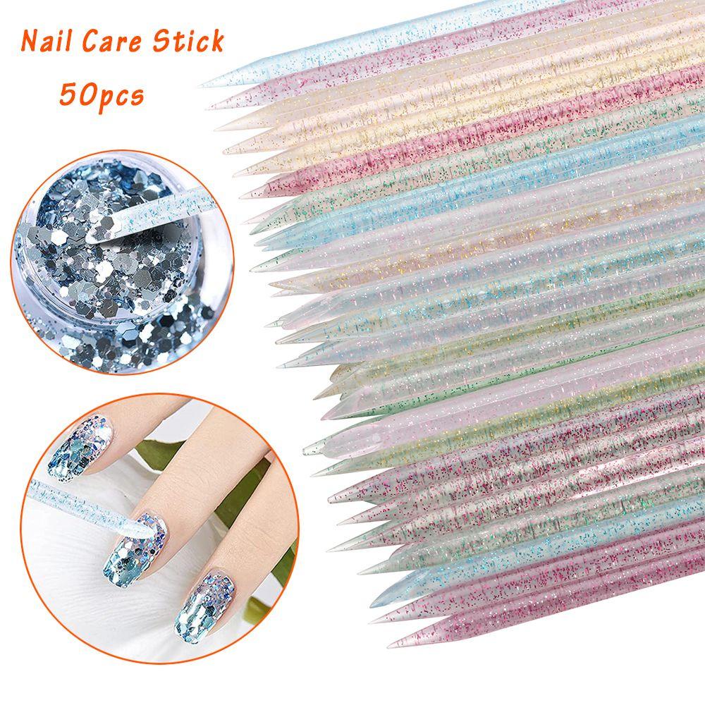 R-flower 50pcs Stik Kuku Reusable Nail Care Polish Manicure Kutikula Pusher