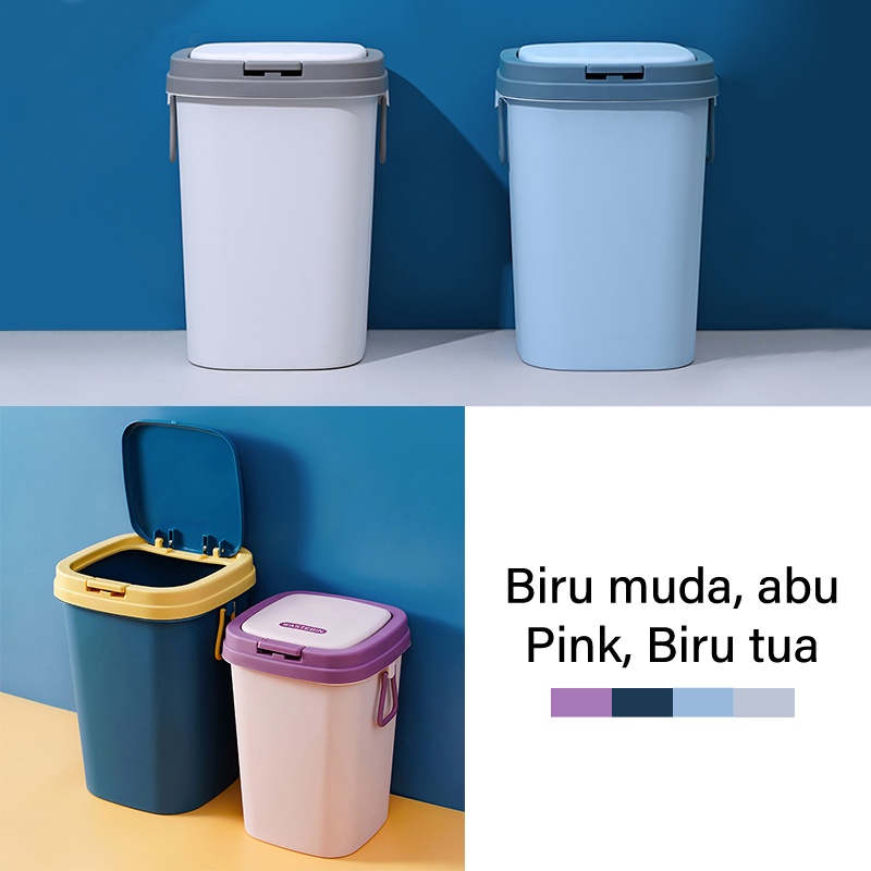 Letyeah &amp; Kaizenliving Tempat Sampah Plastik Dengan Tutup / Tong Sampah Rumah Dan Dapur Portable /Trash Bin 8L