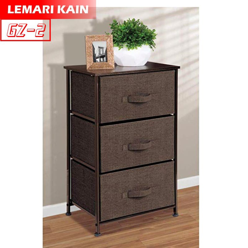 [SPECIAL PRICE]GZ-2 Lemari Laci Kain Linen 3 LACI Rak Lemari Penyimpanan JUMBO Lemari Sisi Ranjang Serbaguna BISA COD