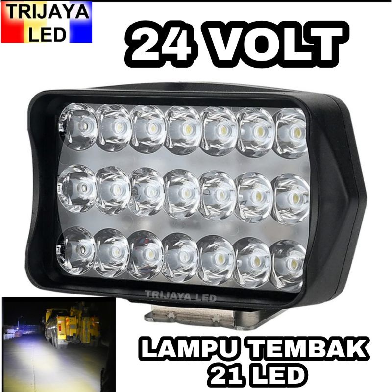 Lampu Tembak Sorot 12 Volt LED CWL 21 Mata 21 watt Cree LightBar Work Light Motor Mobil Skuter Putih Waterproof Panjang