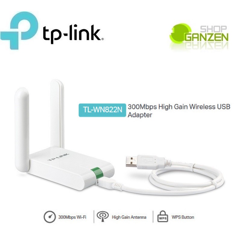 TP-Link WN822N N300 High Gain Wireless USB Adapter 2x Antena