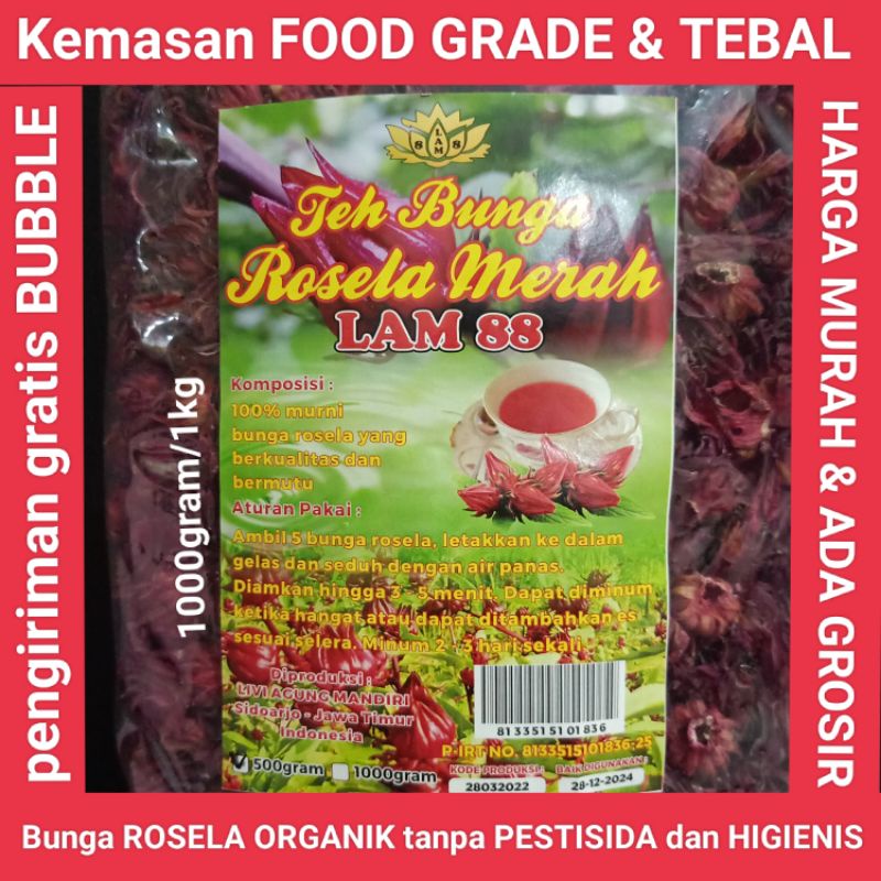 teh bunga rosela merah kering 1 kg