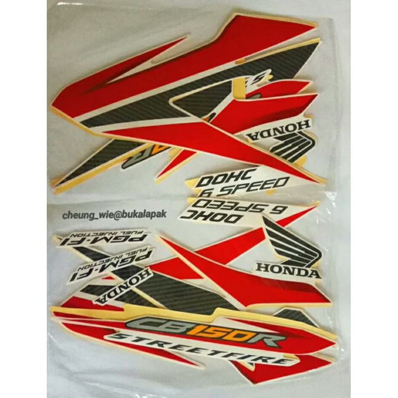 Lis body stiker striping honda old CB150R streetfire 2014 Putih Merah Speedy White