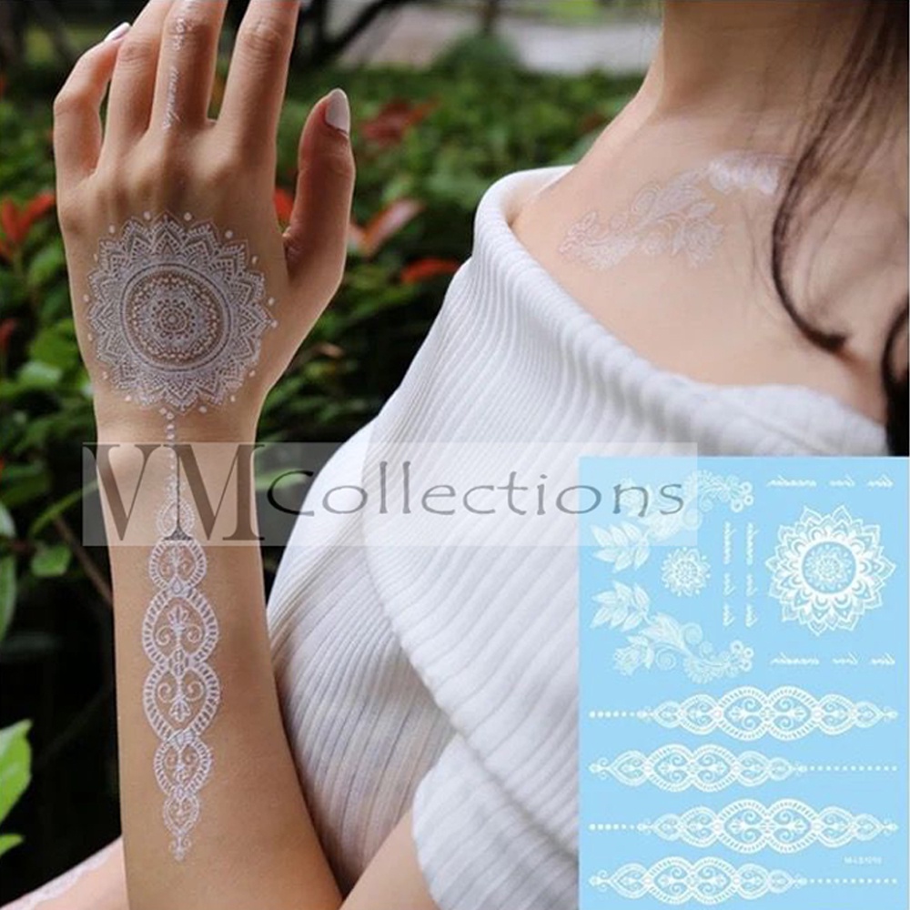Sticker Henna Pengantin Sticker Henna Tattoo Pengantin Putih - Henna Instant Hena Pengantin