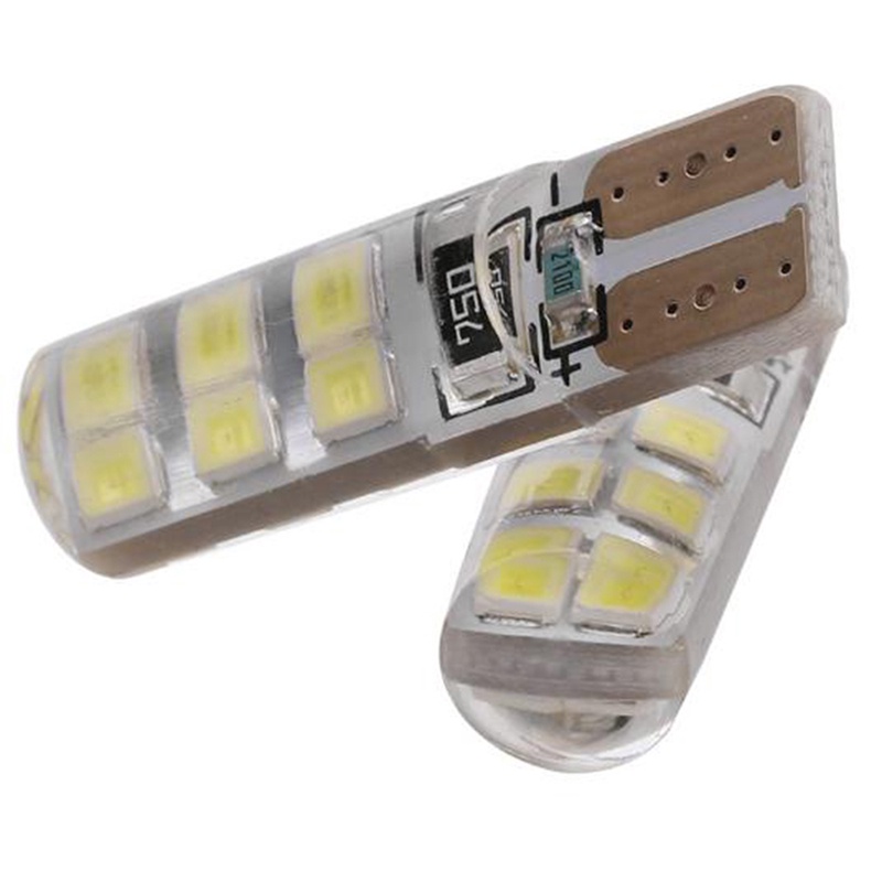 (LUCKID) 10pcs Lampu Xenon T10 W5W 12-SMD 2835 LED Canbus Error Bahan Silica