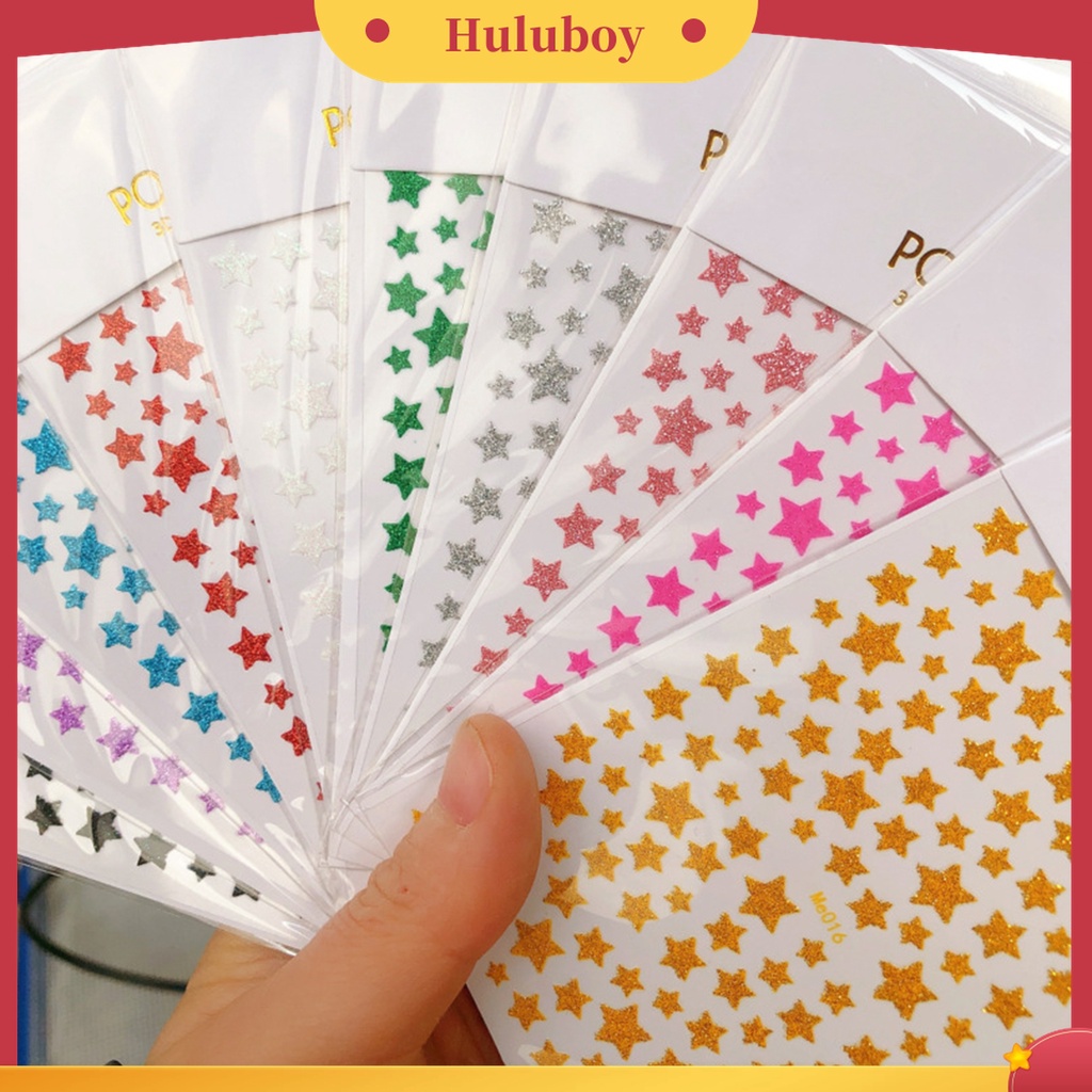 Huluboy Huluboy♡ Stiker Kuku Glitter Shiny Tidak Pudar Untuk Wanita