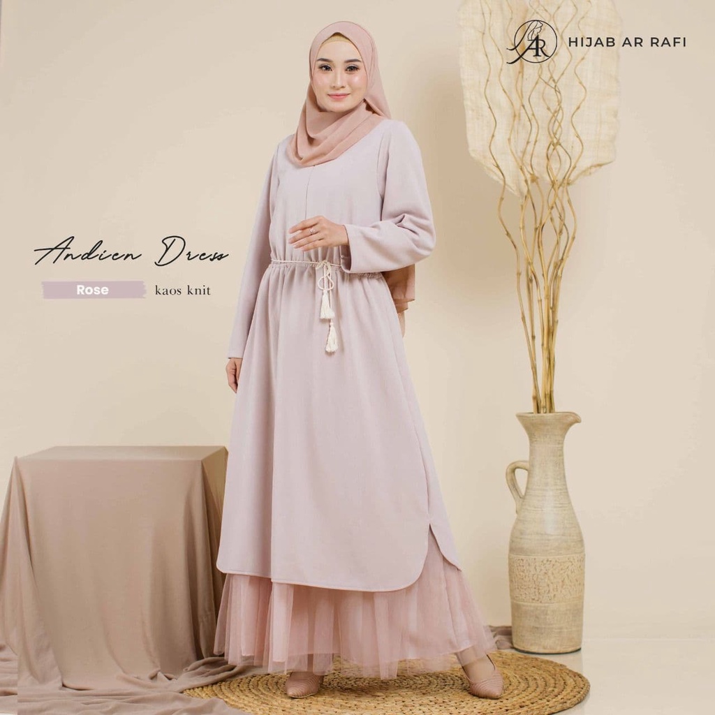 Dress Premium Terbaru Andien Arrafi Variasi Busui Friendly Matt Kaos Knit