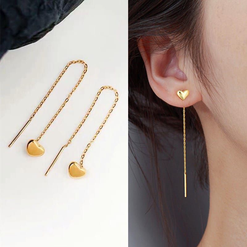 (COD) Anting Tusuk Love Panjang Lapis Emas