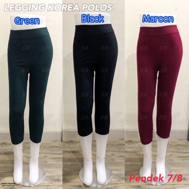 Celana Legging Basic Korea Polos Pendek 7/8 Import Katun Lembut Melar Jumbo