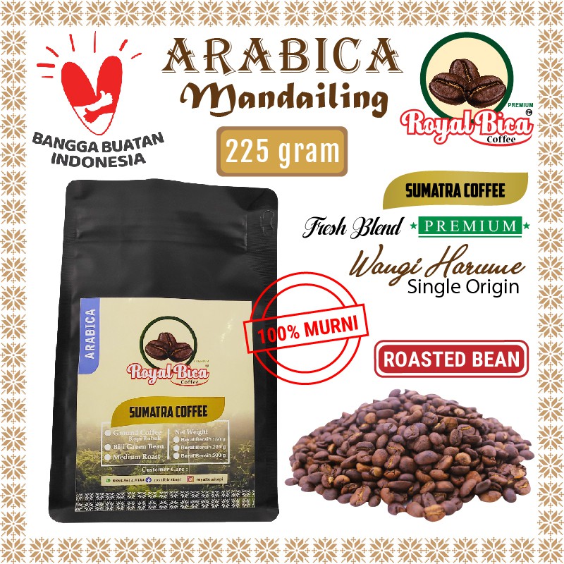 

Kopi Arabika Mandailing 225 Gram Roast Bean ( Biji Kopi Premium )