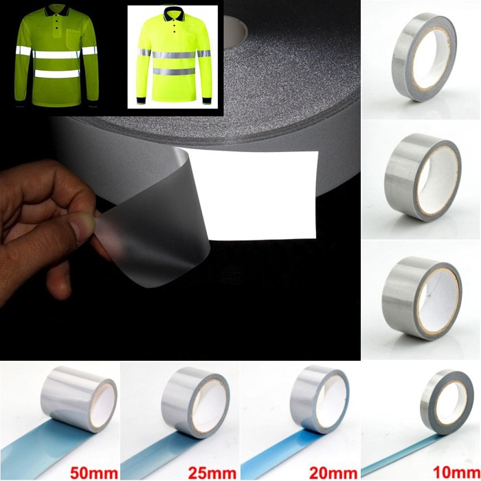 Reflective Tape Sticker Jaket Pakaian Heat Press Ukuran 10mm x 5 Meter