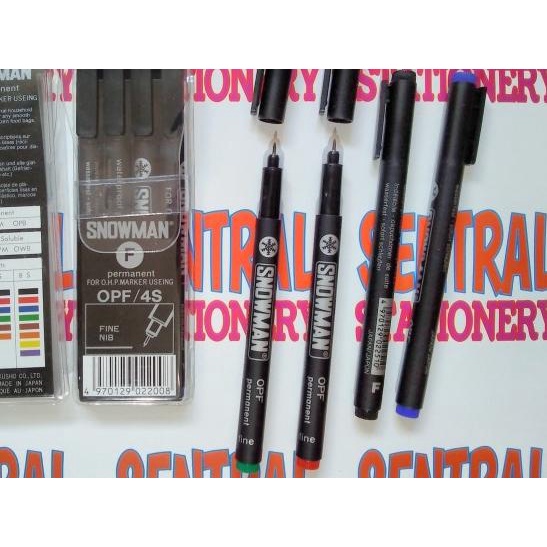 

✻ snowman ohp permanen set 4 s hitam biru hijau merah untuk plastik dll ✱