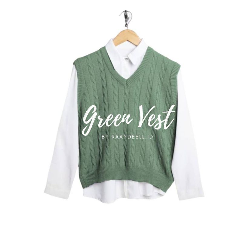 Vest Rompi Rajut Green Mint