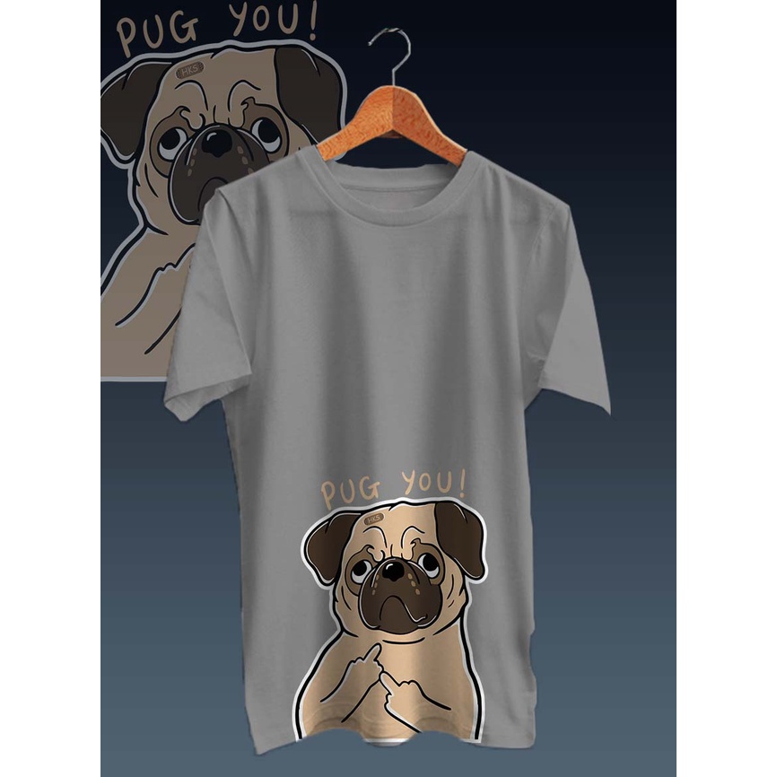 KAOS DISTRO GAMBAR FULLPRINT DIGITAL DOGGY PUG YOU/LENGAN PENDEK/ONECK/TERMURAH DAN BERKUALITAS