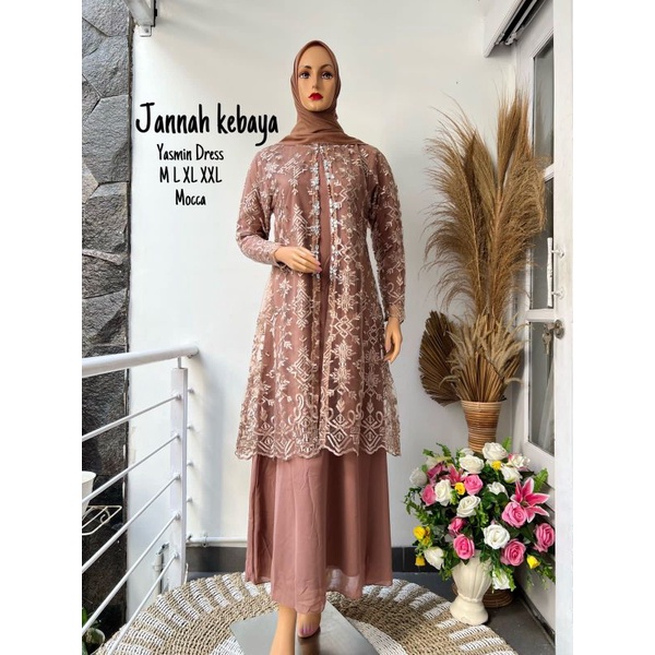 YASMIN DRESS//BAHAN TILLE BORDIR KOMBINASI CERUTY//By Jannah Kebaya