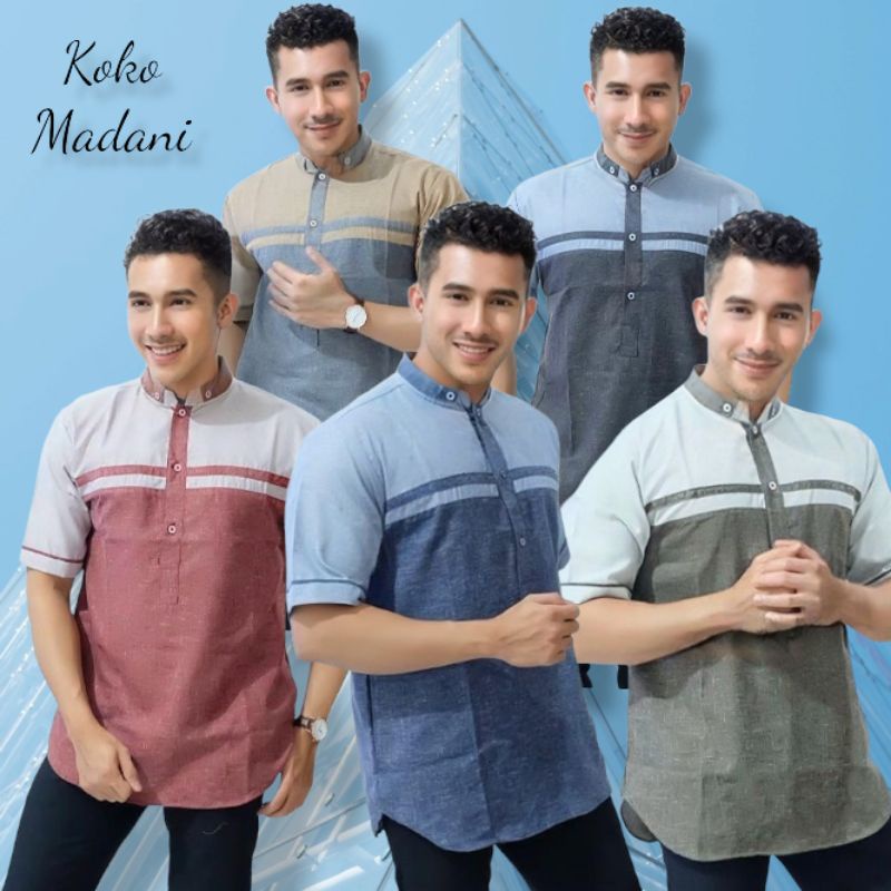 BAJU KEMEJA KOKO MADANI KOKO KATUN GROSIR BAJU KOKO KONVEKSI KOKO BAJU MUSLIM PRIA