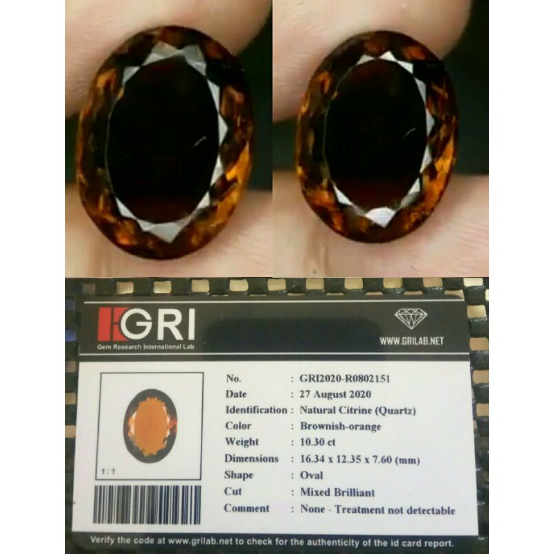 Natural Untreated Brownish Orange Citrine - NTD - Plus Memo GRI - Madeira