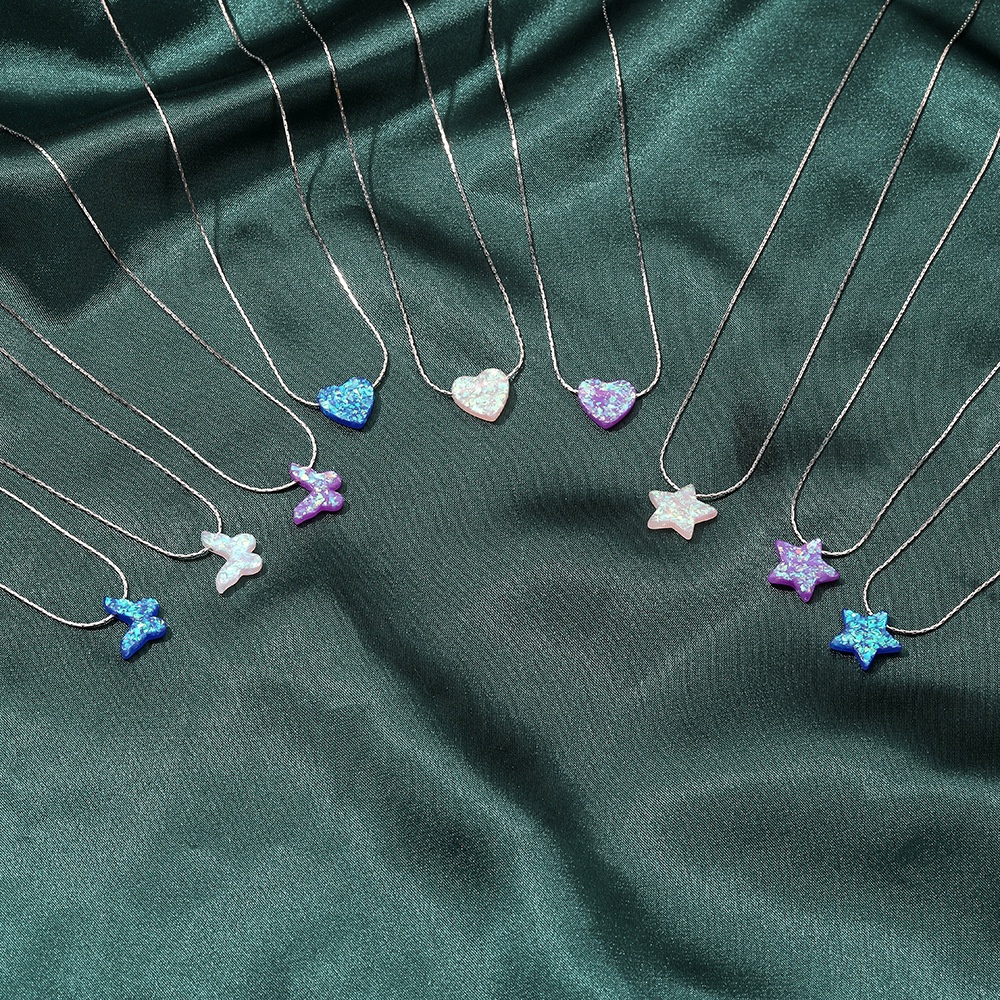 Kalung Bintang Payet Warna Fantasi Kupu-Kupu Rantai Klavikula / Butterfly Star Love Pendant Necklace