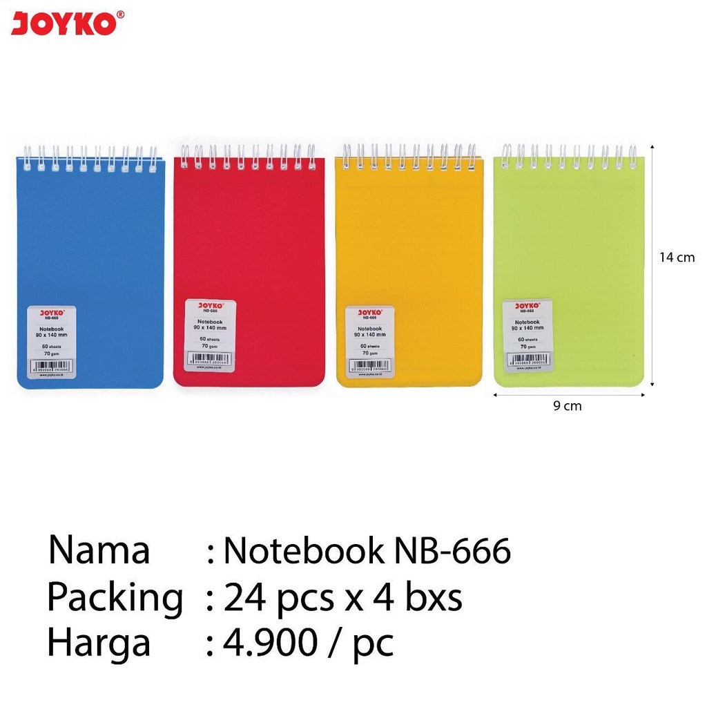 

Joyko Notebook NB-666 Note Book Agenda Buku Saku Ring Spiral 9x14cm NB666