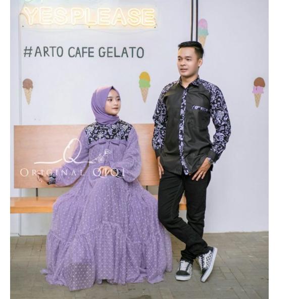 Paling Sesuai.. Set couple gamis brukat gamis syari muslimah gamis modern couple dan kemeja batik to