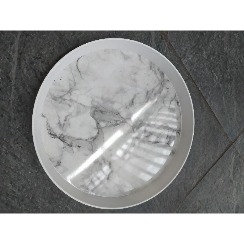 Nampan Tray Marble Bulat Besar Warna Abu/Hitam