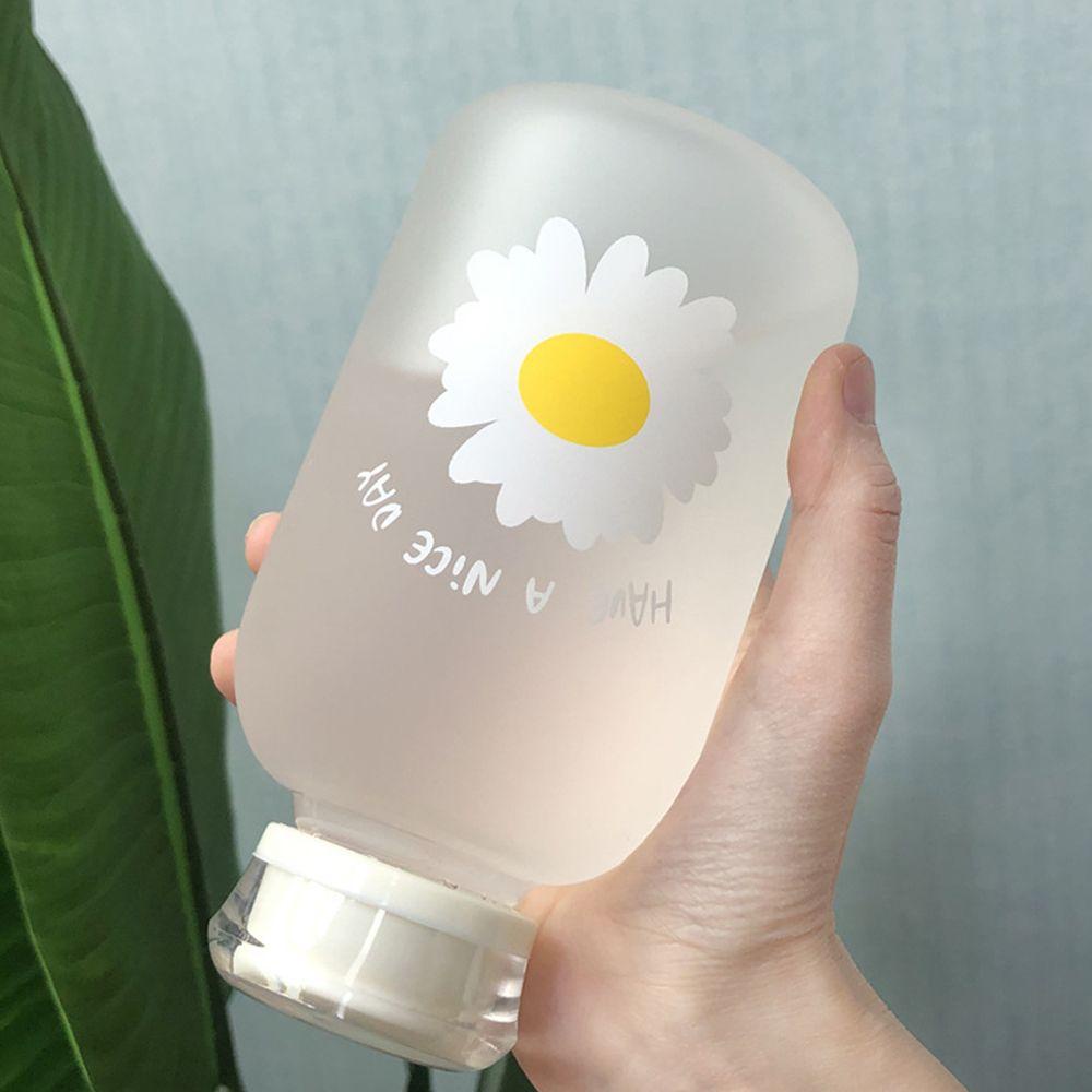 Suyo Botol Minum Dengan Sedotan Motif Bunga Daisy Frosted